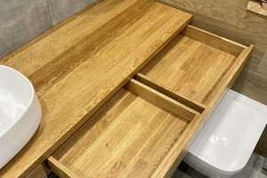 Тумба под раковину из дуба с фурнитурой Blum TIP ON