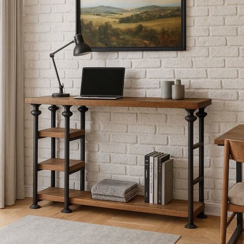 Консоль лофт из массива дерева на стальном каркасе